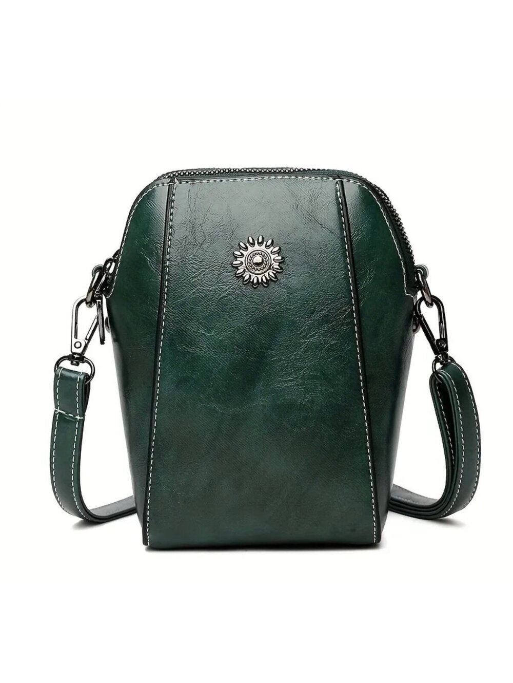 New - Retro - Classic Style - Faux Leather Crossbody Bag - Green
